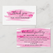 Moderne script waterverfstreek bedankt visitekaartje (Voorkant / Achterkant)