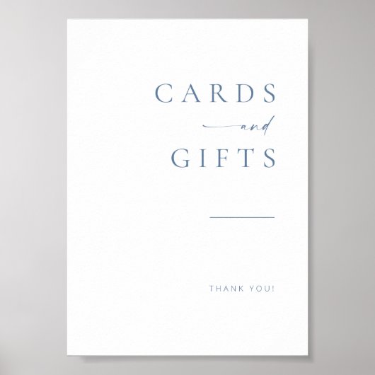 Moderne Script Wedding Cards + Gifts Poster | Blau (Voorkant)