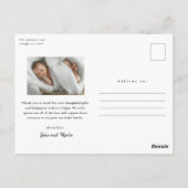 Moderne Script Welkom Baby Foto Geboorte Bedankt Briefkaart (Achterkant)