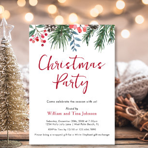 Moderne Script Winter Hulstbes Kerstfeest Kaart