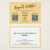 Moderne Script Yellow QR-codecadeaukaart Visitekaartje (Voorkant /achterkant)