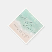 Moderne Script Zand Hartjes Strand Koppels Bruilof Servet (Hoek)