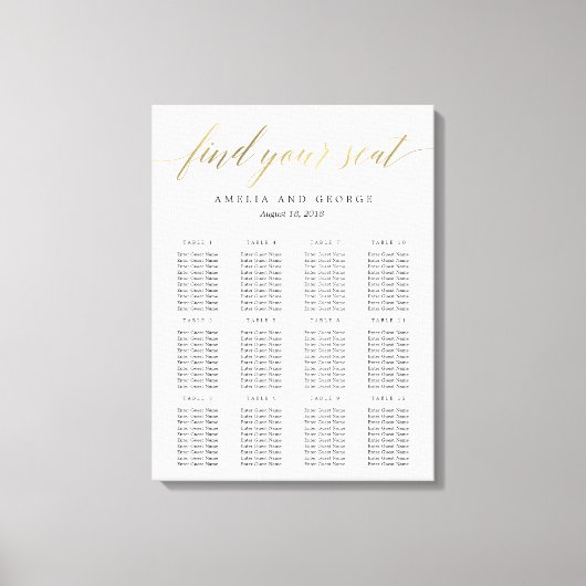 Moderne Script Zitgrafiek Canvas Faux Gold (Voorkant)