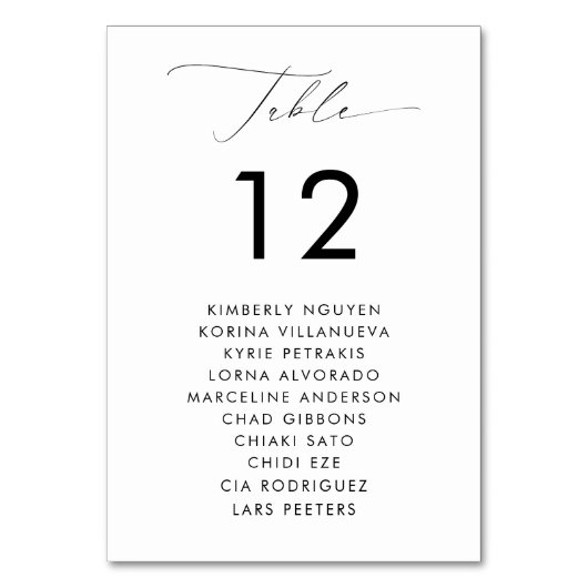 Moderne Script Zitkaarten Namen Minimale Bruiloft Kaart (Achterkant)