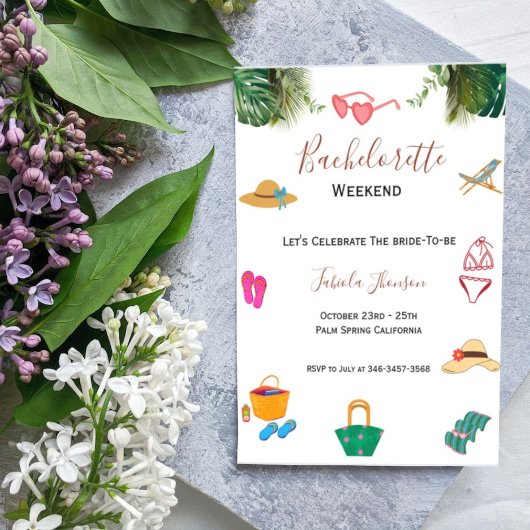 Moderne script zomer vrijgezellenfeest weekend kaart