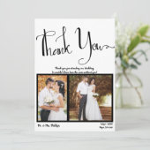 Moderne Script Zwart Wit Foto Afbeelding Bedankt Kaart (Staand voorkant)