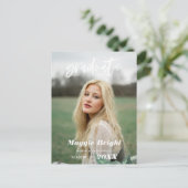 Moderne scripted afstuderen foto briefkaart (Staand voorkant)