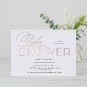 moderne scriptelegant baby shower folie-uitnodigin folie uitnodiging (Staand Voorkant)