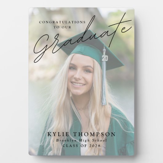 Moderne scriptfoto-Afstuderen Cadeaus Fotoplaat (voorkant)