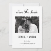 Moderne scriptfoto Bewaar de datum - Elegant B & W Kaart (Voorkant)