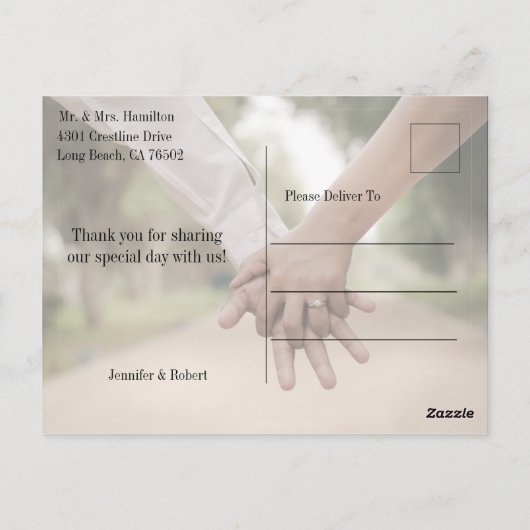 Moderne scriptfoto Dank u Briefkaart (Achterkant)