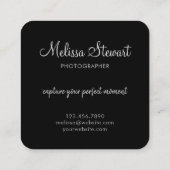 Moderne scriptfotografie vierkante visitekaartje (Achterkant)
