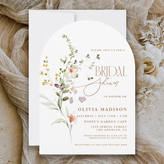Moderne Scriptie Boho Bloementuin Bruidsfeest Kaart