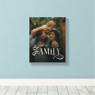Moderne Scriptie Familie Aangepaste Foto Naam Canvas Afdruk
