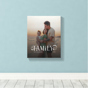 Moderne Scriptie Familie Aangepaste Foto Naam Canvas Afdruk