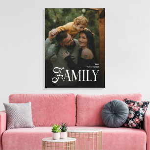 Moderne Scriptie Familie Aangepaste Foto Naam Canvas Afdruk