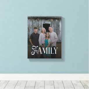 Moderne Scriptie Familie Aangepaste Foto Naam Canvas Afdruk