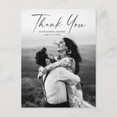 Moderne Scriptie Foto Bruiloft Bedankt Briefkaart (Voorkant)