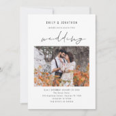 Moderne Scriptie Foto QR Code Huwelijk Kaart (Voorkant)