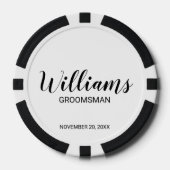 Moderne scriptie gepersonaliseerde bruidsjonker poker chips (Voorkant)