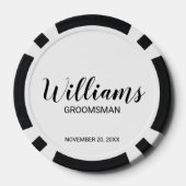 Moderne scriptie gepersonaliseerde bruidsjonker poker chips (Achterkant)