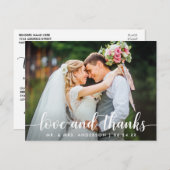 Moderne Scriptie Liefde Bedankt Trouwkoppel Foto Briefkaart (Voorkant / Achterkant)