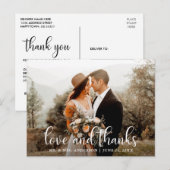 Moderne Scriptie Liefde en Dank Trouwfoto Briefkaart (Voorkant / Achterkant)