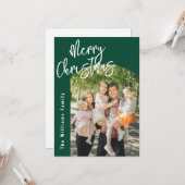 Moderne Scriptie Prettig Kerstmis Boog Kerst Foto Kaart (Voorkant / Achterkant in situ)