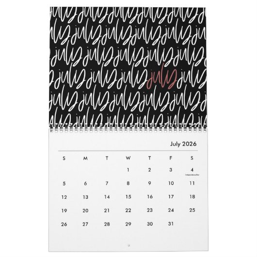 Moderne scriptkalender voor markeerstiften kalender (Jul 2026)