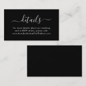 Moderne scriptkalligrafie Minimale details Zwart Informatiekaartje (Voorkant / Achterkant)