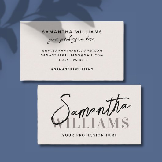 Moderne scriptkalligrafie naam elegant feminine visitekaartje