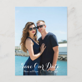 Moderne scriptkalligrafie SAVE THE DATE Foto Aankondigingskaart