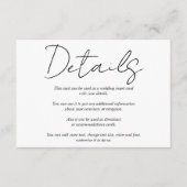 Moderne scriptkalligrafie zwart-wit bruiloft informatiekaartje (Voorkant)