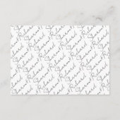 Moderne scriptkalligrafie zwart-wit bruiloft informatiekaartje (Achterkant)