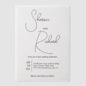 Moderne scriptkalligrafie zwarte bruiloft vellum uitnodigingen (Voorkant)