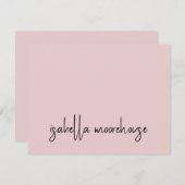 Moderne scriptnaam Blush Pink Flat Note Kaart Notitiekaartje (Voorkant / Achterkant)