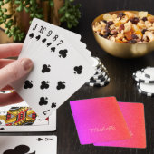 Moderne scriptnaam gepersonaliseerd hot roze pokerkaarten (Insitu)
