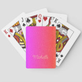 Moderne scriptnaam gepersonaliseerd hot roze pokerkaarten (Achterkant)