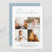 Moderne scriptnaam multi foto polka dot geboorte aankondiging (Voorkant / Achterkant)