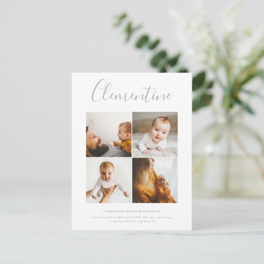 Moderne scriptnaam multi photo polka dot briefkaart (Staand voorkant)