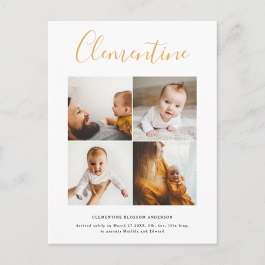 Moderne scriptnaam multi photo polka dot briefkaart (Voorkant)