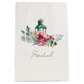 Moderne scriptnaam Waterverf Vrolijk kerstfeest Medium Cadeauzakje (Voorkant)