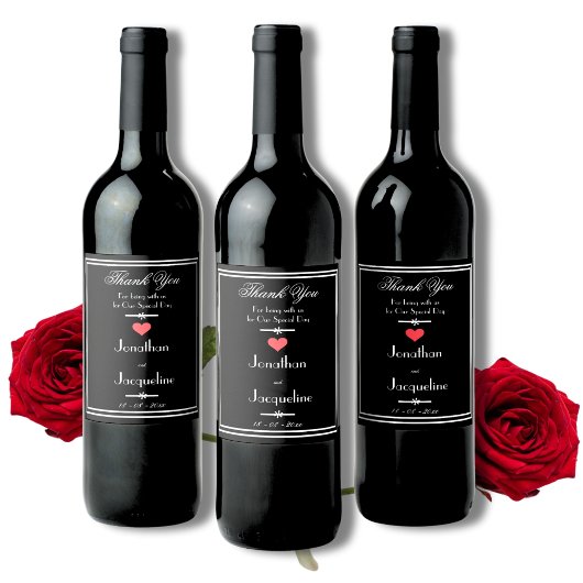 Moderne scriptnamen Bedankt bruiloft Wijn Etiket