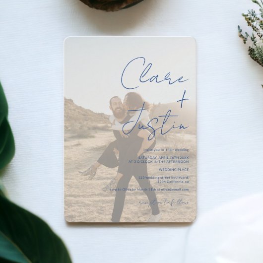 Moderne scriptnamen foto's Qr code bruiloft Kaart