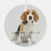 Moderne scriptpagina Mijn eerste kerstfoto Glas Ornament (Achterkant)