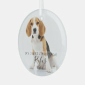 Moderne scriptpagina Mijn eerste kerstfoto Glas Ornament (Voorkant links)