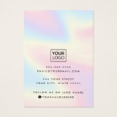 Moderne scriptpastelrainboogkaart visitekaartje (Achterkant)