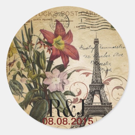 moderne  scripts zoals Paris Eiffel Tower Ronde Sticker (Voorkant)
