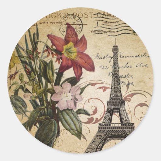 moderne  scripts zoals Paris Eiffel Tower Ronde Sticker (Voorkant)
