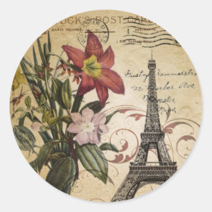 moderne  scripts zoals Paris Eiffel Tower Ronde Sticker